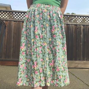 floral cottage core midi skirt